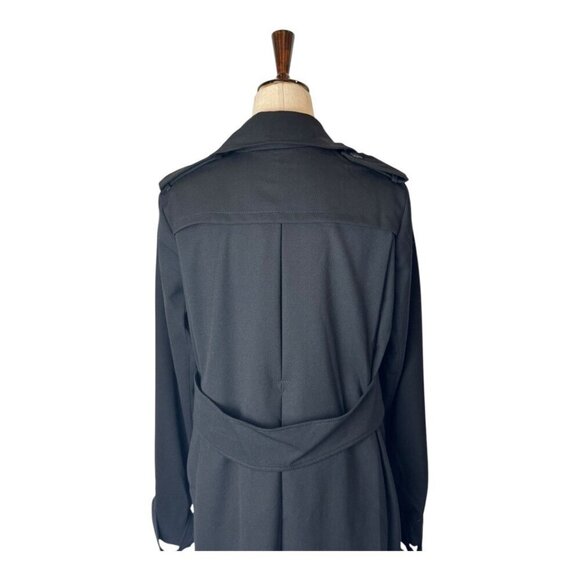 Sandro Coat Women Medium Black Wool Blend Double Breasted Trench Overcoat Luxury - Picture 4 of 13